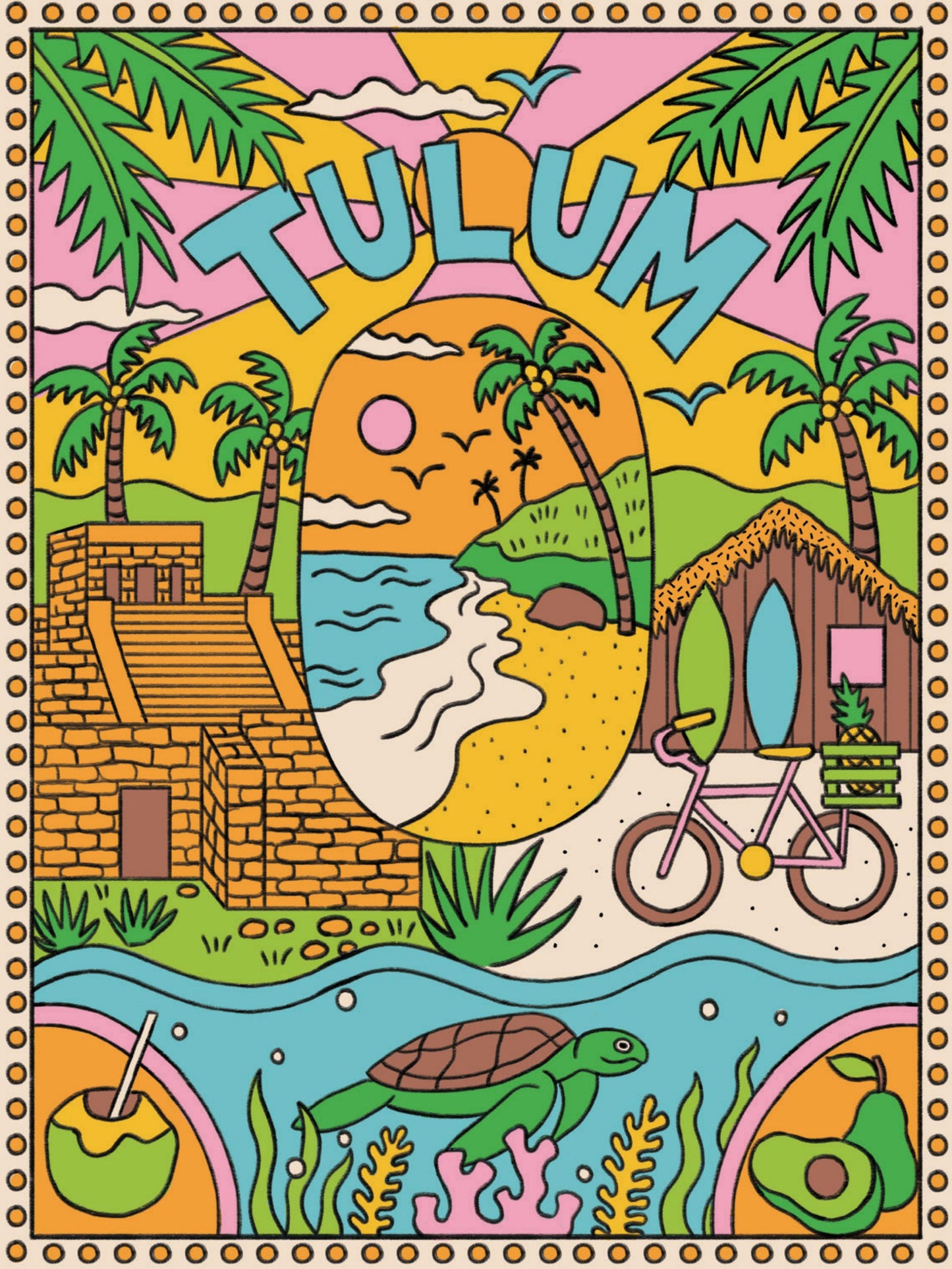 Affiche coloriée 30x40 cm prête à être encadrée en décoration