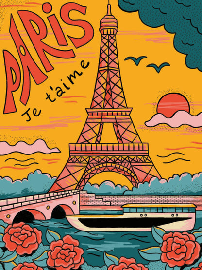 Affiche de ville à colorier format 30x40 cm sur papier épais