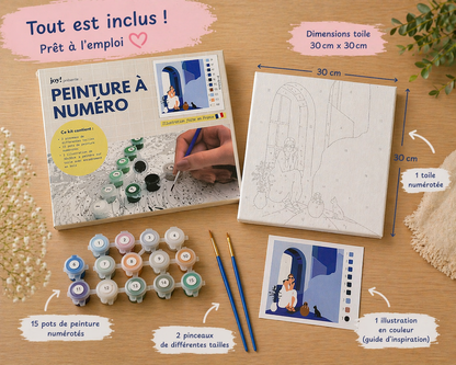 Kit Anniversaire Ado Peinture par Numéros – Lot de 6 à 12 Kits 30x30 cm Voyage à Chefchaouen JOY!