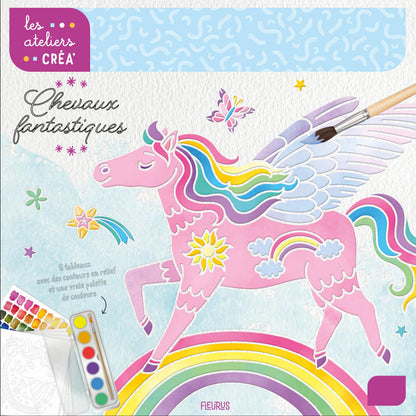 Kit Aquarelle Magique Chevaux Fantastiques avec 6 tableaux