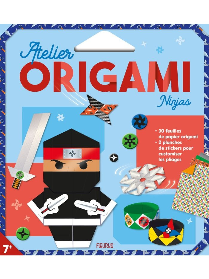 Kit Atelier Origami Ninjas avec 30 feuilles recto verso stickers et modèles pas à pas