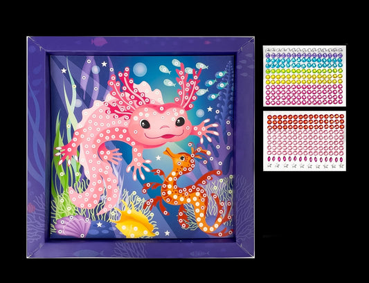 Tableau en Strass Axolotl – Kit Créatif avec Strass Autocollants et Cadre Artista