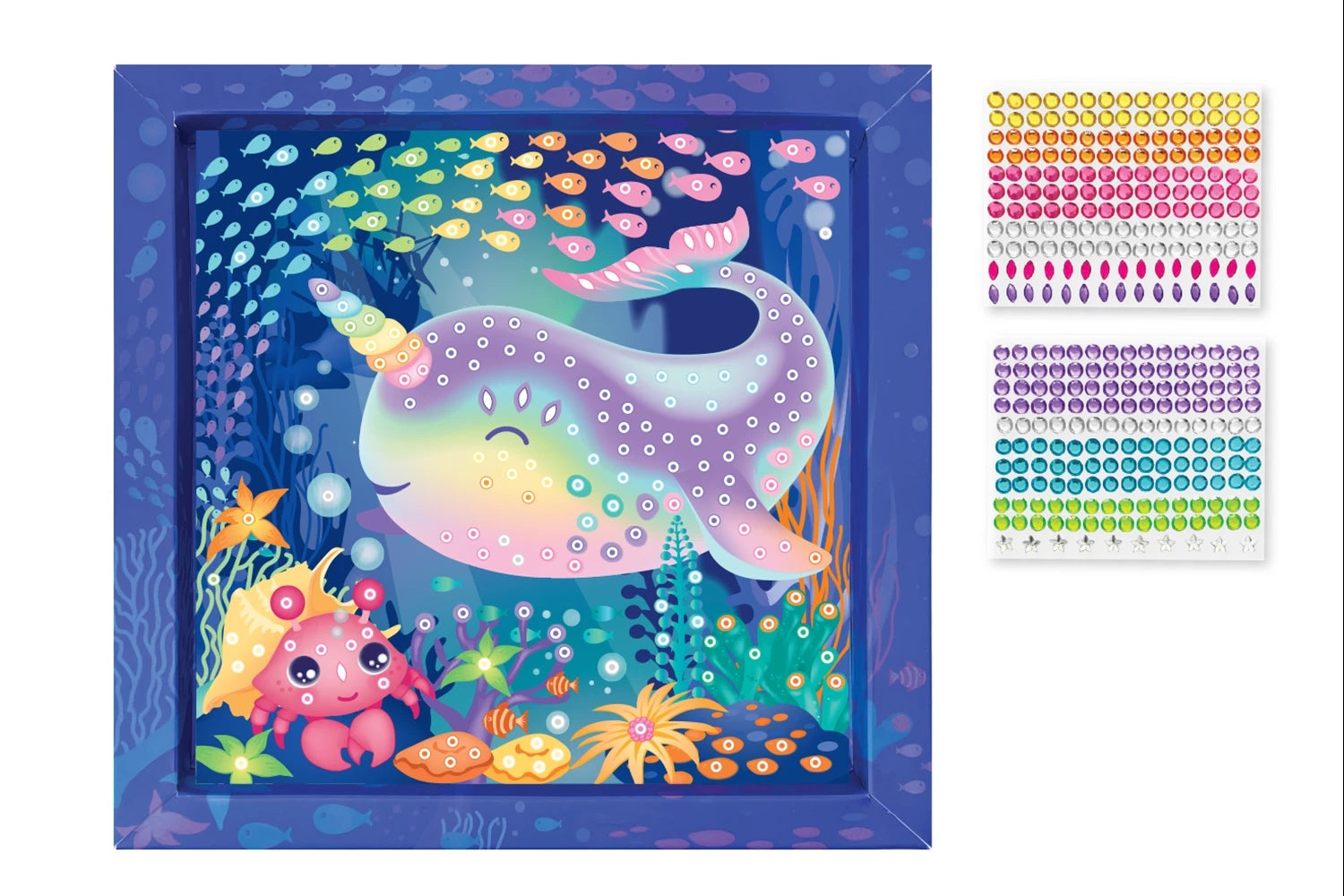 Illustration Baleine Licorne décorée avec des strass colorés