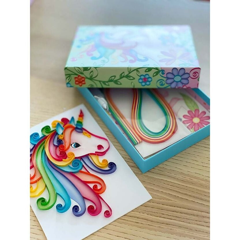 Coffret Quilling Licorne BOX CANDIY® – Kit Créatif Papier Enfant DIY dès 6 ans BoxCanDIY