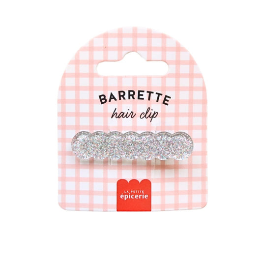 Barrette Curvy Moonlight argentée scintillante en acétate de cellulose – La Petite Épicerie