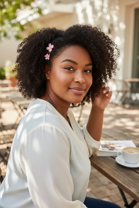 Barrette Sakura Rose / Ivoire fleurie – La Petite Épicerie LA PETITE EPICERIE