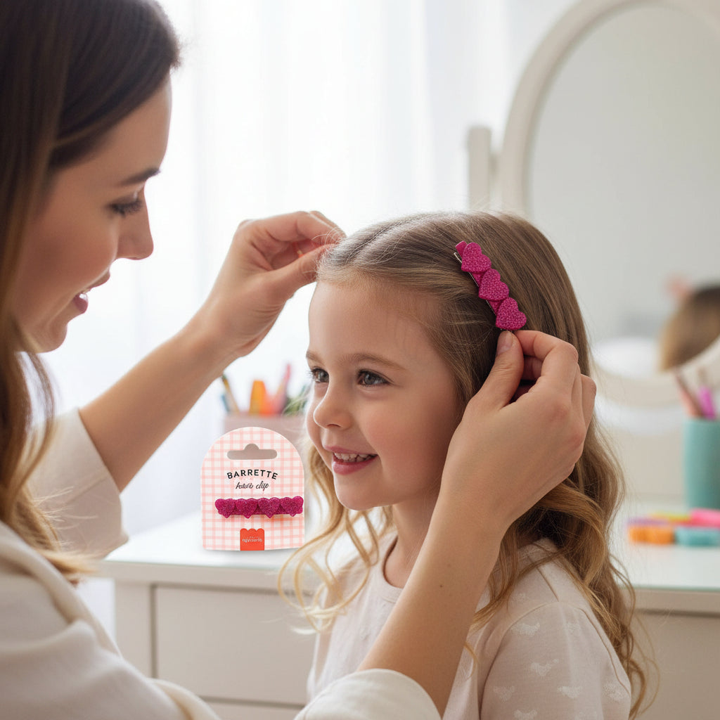 Barrette Cœur Fuchsia en acétate – La Petite Épicerie (5,5 cm) LA PETITE EPICERIE