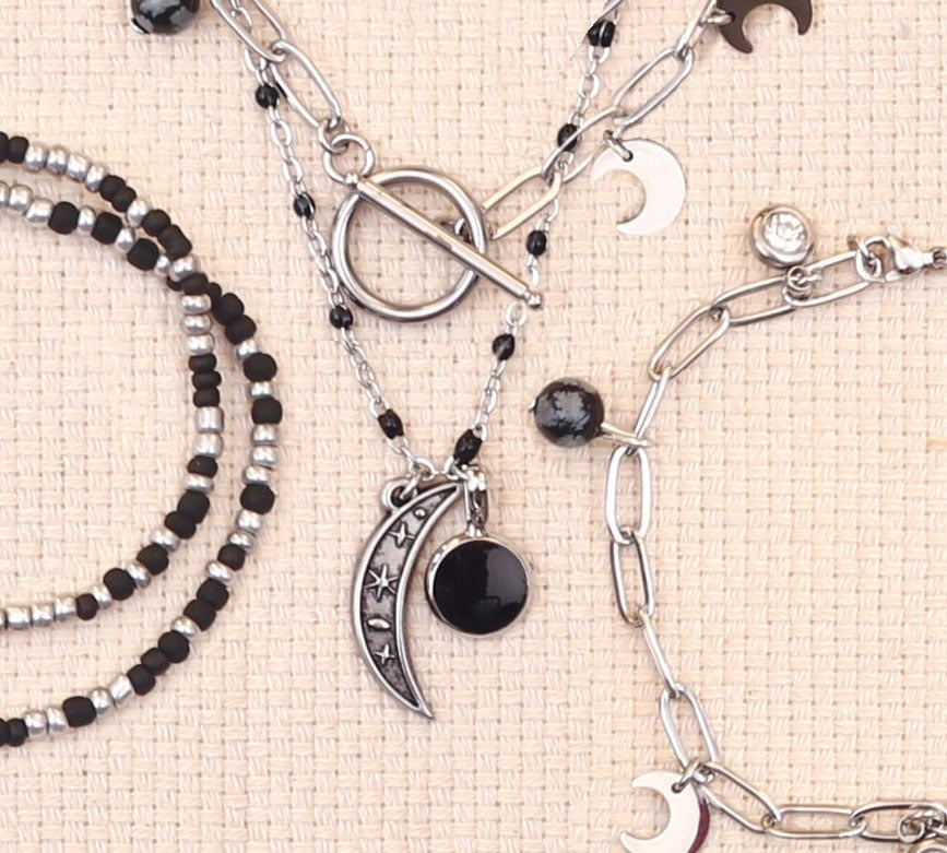 Création de bijoux modernes en acier inoxydable argenté