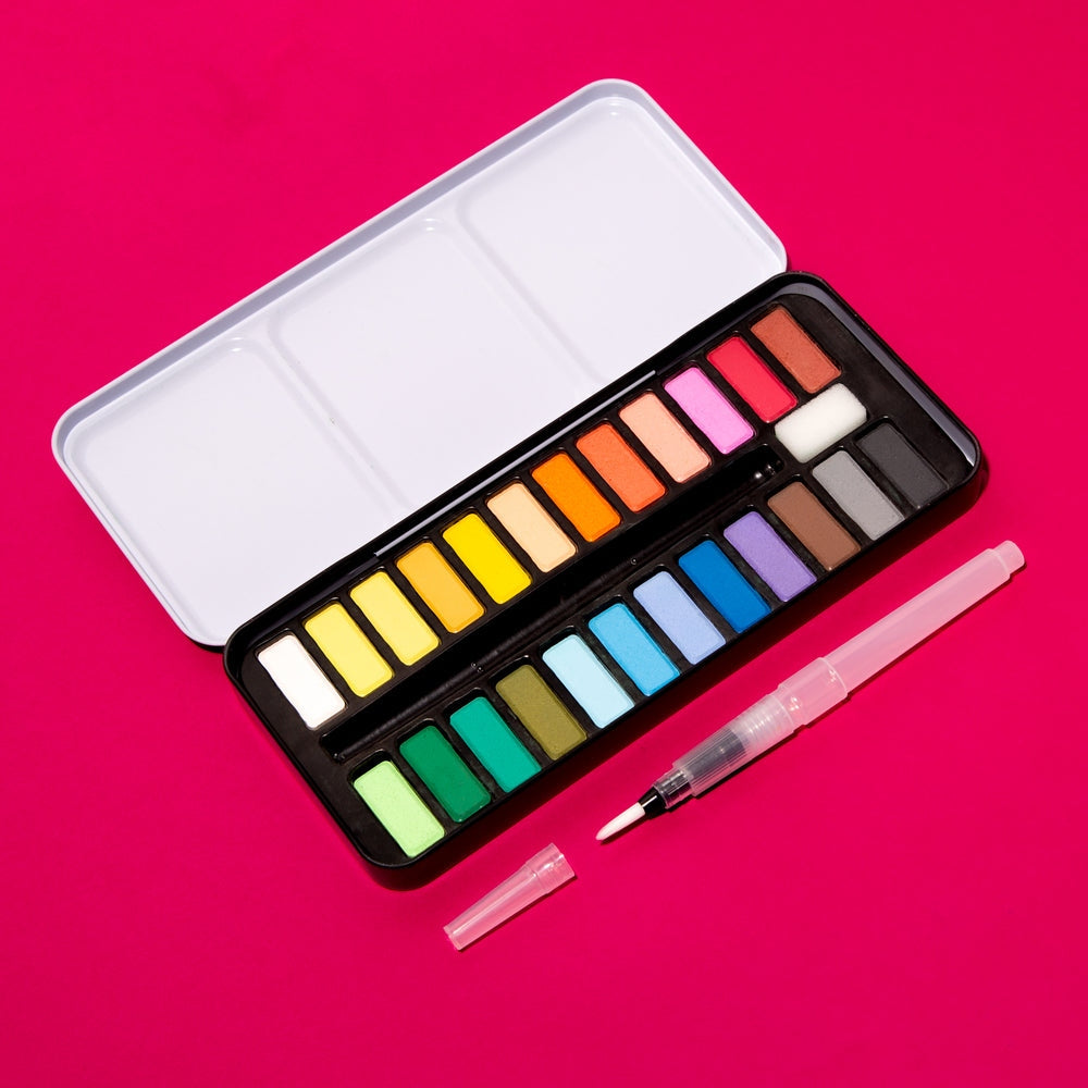 OMY – Kit Aquarelle nomade 24 couleurs avec pinceau réservoir – Dès 6 ans omy