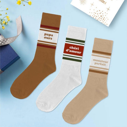 Coffret Trio Chaussettes Homme Fantaisie – Papa Ours / Chéri d’Amour / Monsieur (39/45) JOY!