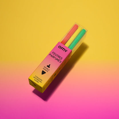 OMY – Boîte de 9 feutres parfumés double-pointe – Couleurs acidulées omy