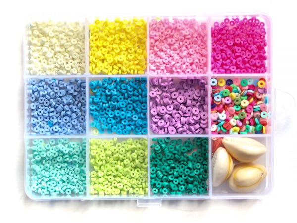 Boîte de 11 Couleurs de Perles Heishi 3 mm + Accessoires – Plus de 1000 Perles LA PETITE EPICERIE