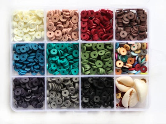Boîte de 1000 Perles Heishi 6 mm Naturelles + Accessoires pour Bijoux DIY LA PETITE EPICERIE