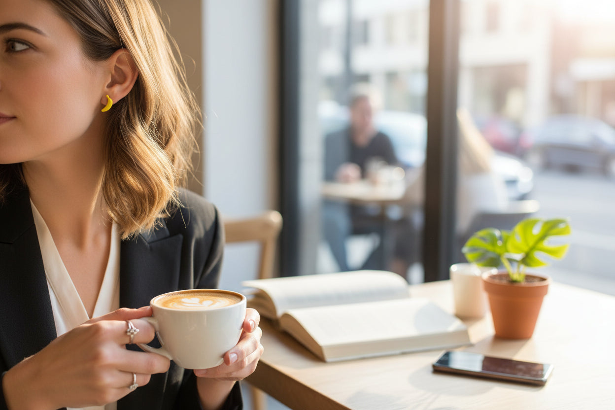 Boucles d’oreilles en porcelaine Banane – Puces peintes à la main en acier inoxydable | La Petite Épicerie LA PETITE EPICERIE