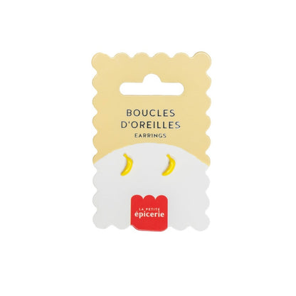 Boucles d’oreilles en porcelaine Banane – Puces peintes à la main en acier inoxydable | La Petite Épicerie LA PETITE EPICERIE