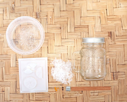 Bougie estivale jaune et verte réalisée avec kit DIY