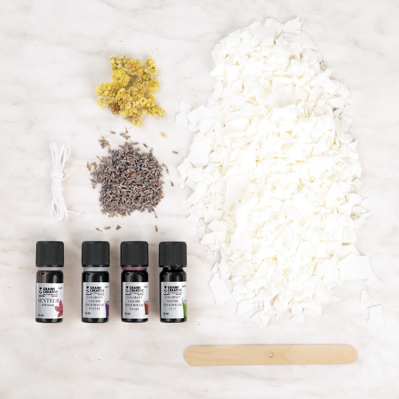 Kit Bougies Fleuries et Colorées – Création Bougies DIY GRAINE CREATIVE