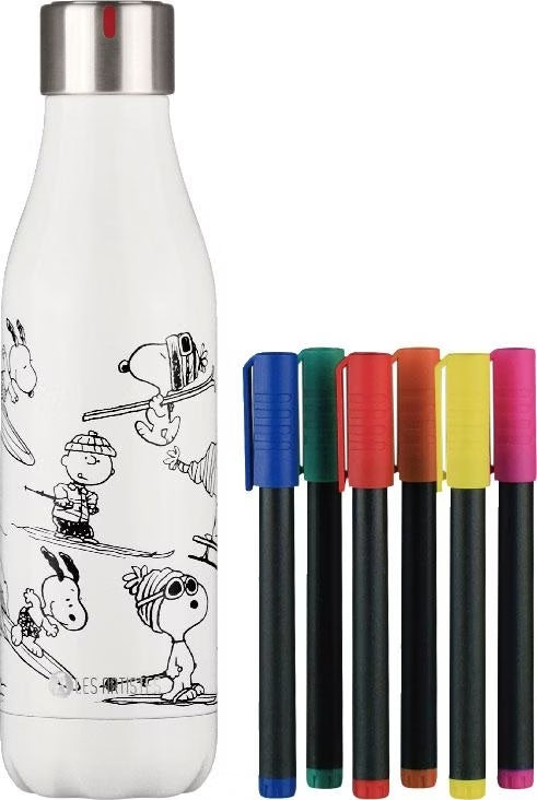 Set Bouteille Isotherme Créative Snoopy 500 ml – À colorier + 6 feutres lavables Les Artistes Paris