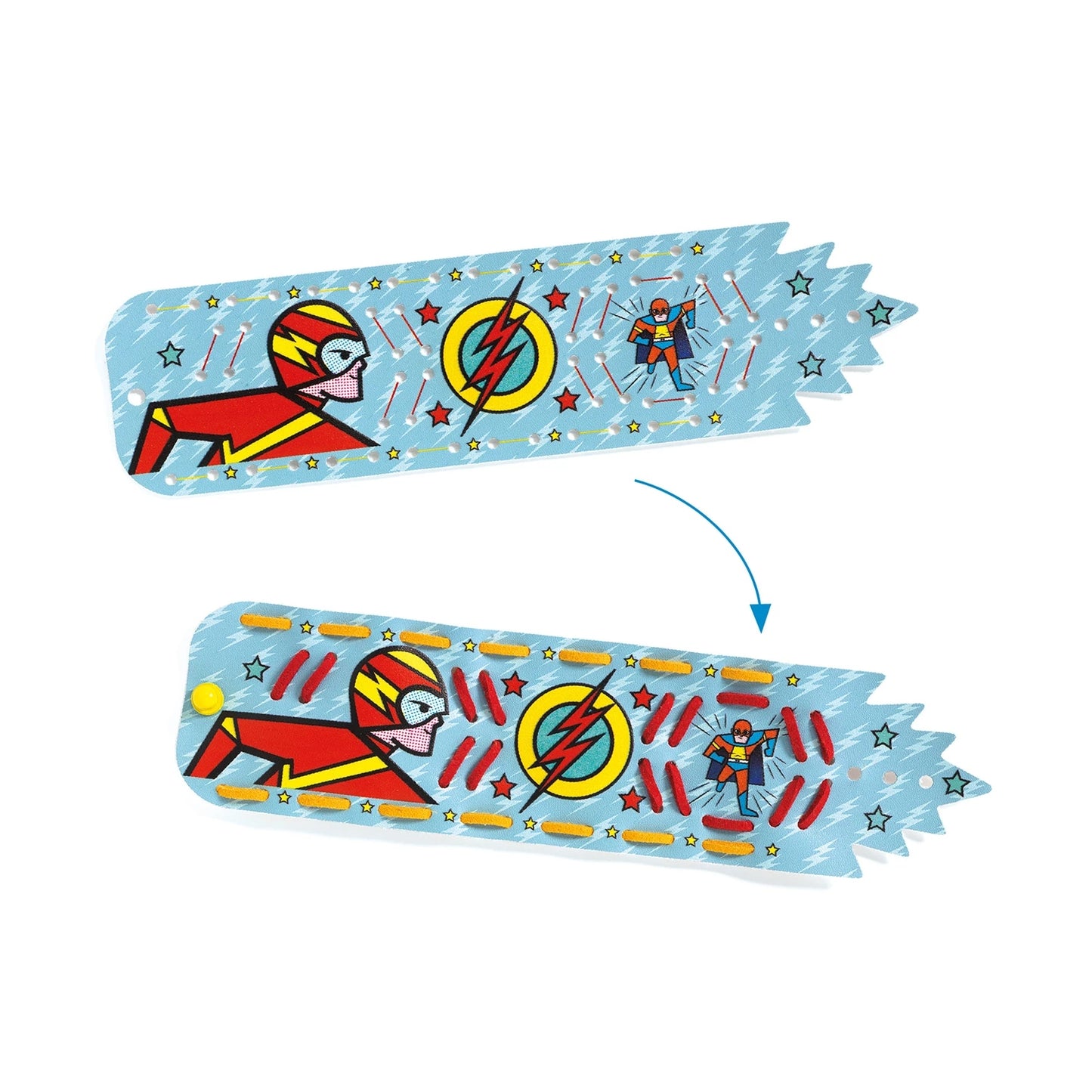 DIY Bracelets Super-Pouvoirs Djeco – Kit Créatif pour Fabriquer 4 Bracelets de Super-Héros Djeco
