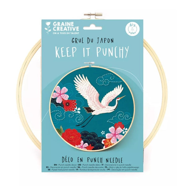 Kit Punch Needle Grue du Japon – Broderie Japonaise DIY 25 cm GRAINE CREATIVE