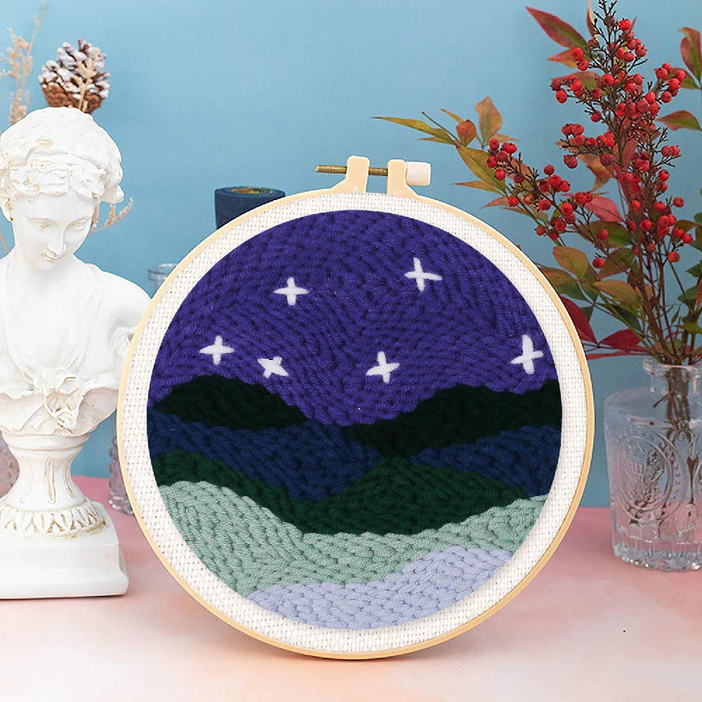 Kit Punch Needle DIY Paysage sous les Etoiles