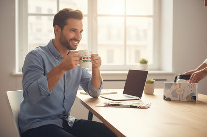 Coffret Cadeau Râleur Homme – Mug “Je ne râle pas” & Chaussettes “Casse Pied” JOY!