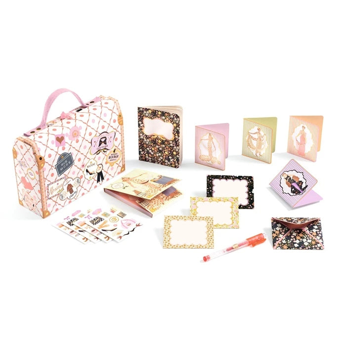 Valise de Papeterie Tinou – Coffret Créatif Mode et Correspondance Enfant Djeco