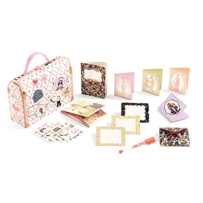 Valise de Papeterie Tinou – Coffret Créatif Mode et Correspondance Enfant Djeco