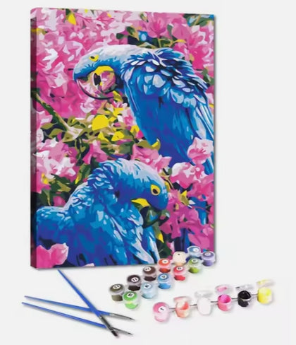 Peinture à Numéros "Perroquets et Bougainvilliers" par Joy JOY!
