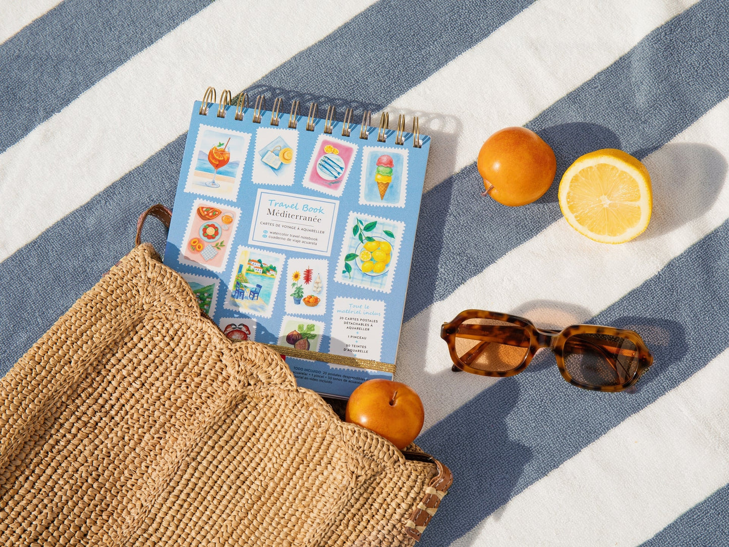 Carnet aquarelle nomade thème Méditerranée idéal pour apprendre l’aquarelle facilement