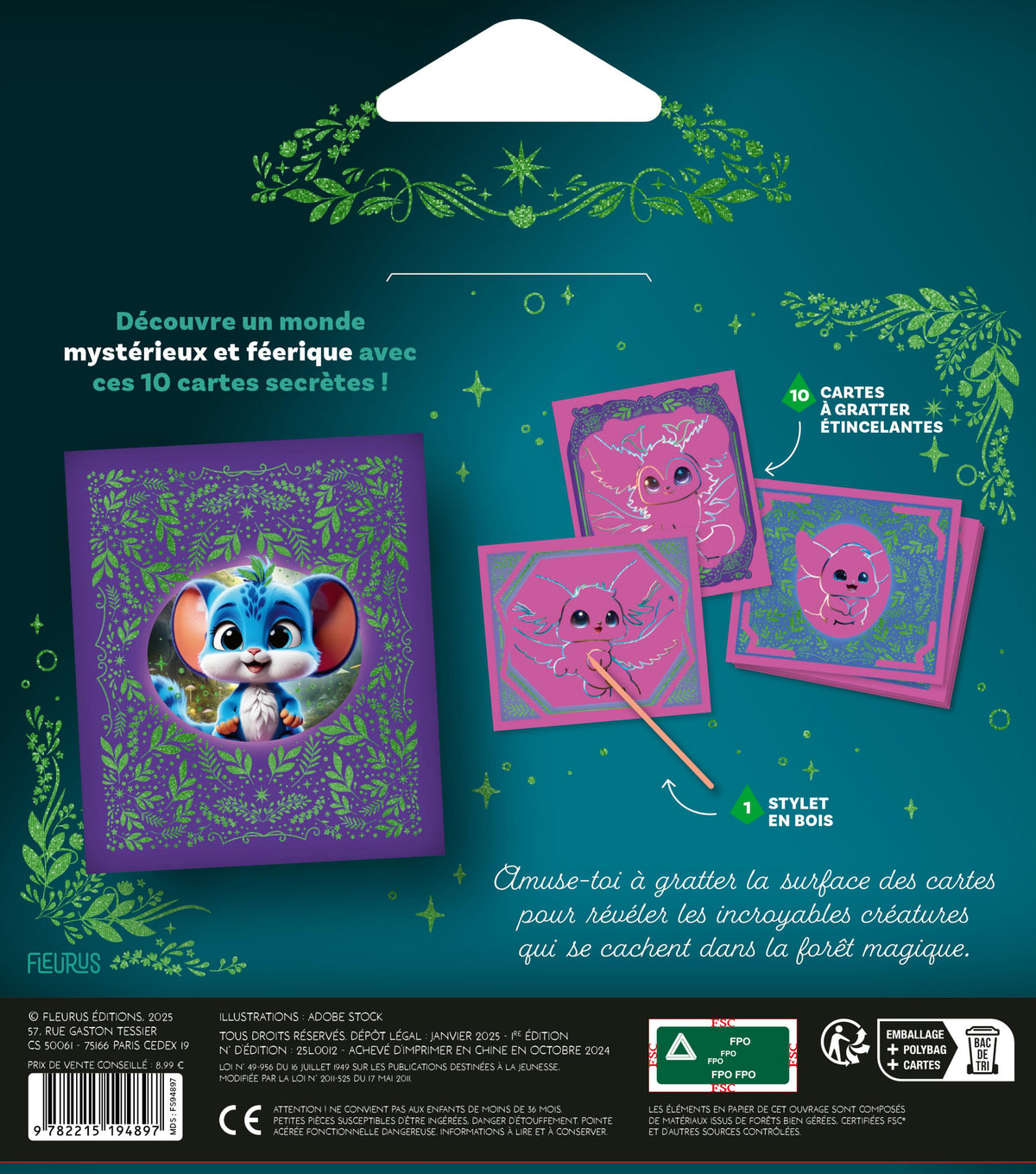 Illustration étincelante révélée en grattant une carte Fantasy Dreams