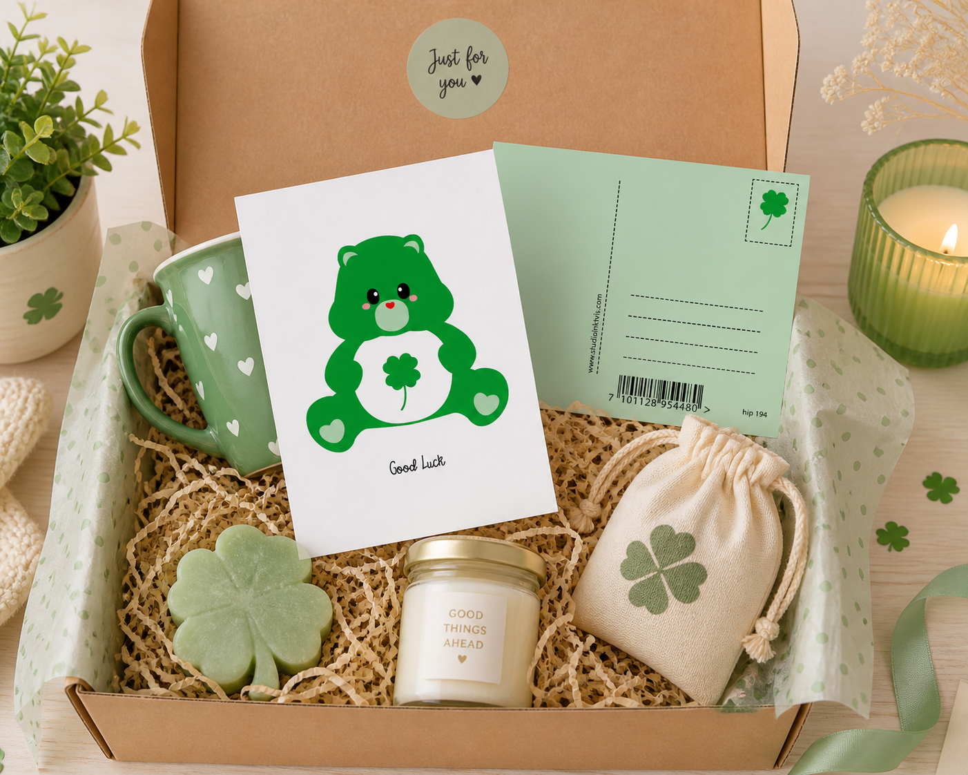 Carte postale Care Bears Bonne Chance – Bisounours Good Luck A6 studio inktvis