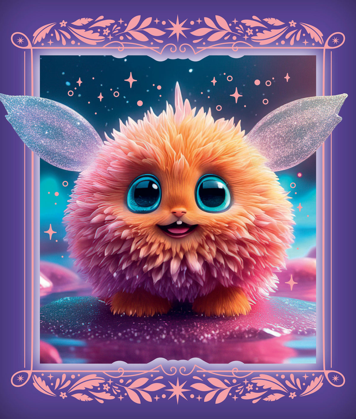 Surface d’une carte à gratter étincelante Fantasy Dreams Animaux mignons
