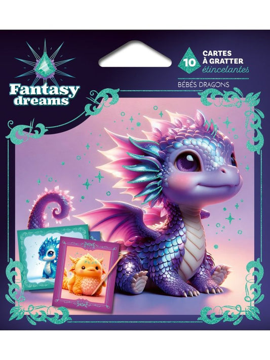 Cartes à Gratter Étincelantes Bébés Dragons – Fantasy Dreams PRECIOSA Edition Fleurus