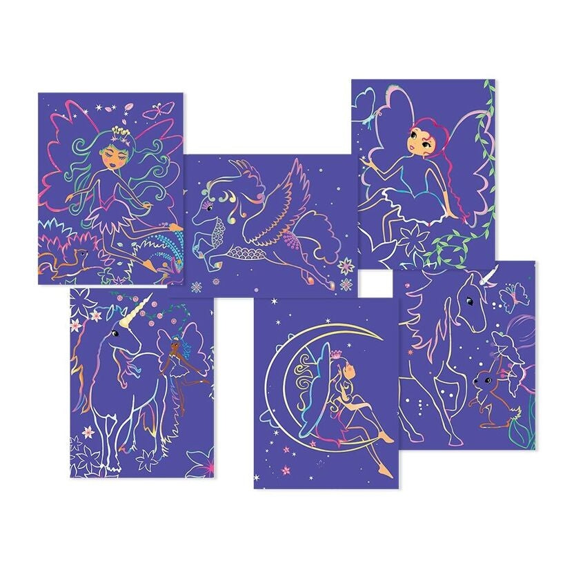 Coffret Scratch Art Forêt Magique BOX CANDIY® – Kit Créatif à Gratter Enfants dès 6 ans (Licornes & Fées) JOY!