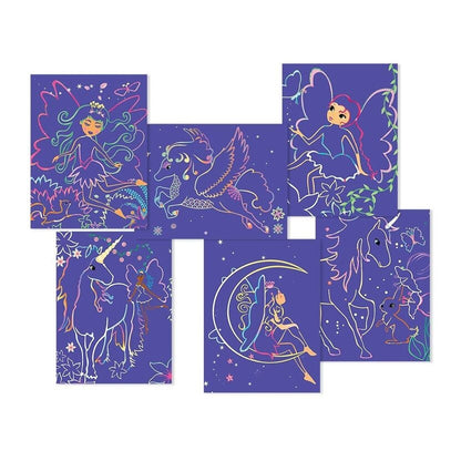 Coffret Scratch Art Forêt Magique BOX CANDIY® – Kit Créatif à Gratter Enfants dès 6 ans (Licornes & Fées) JOY!