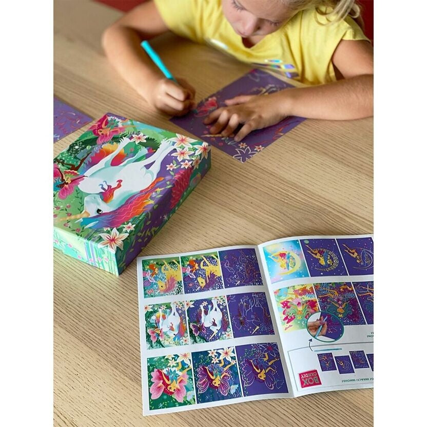Coffret Scratch Art Forêt Magique BOX CANDIY® – Kit Créatif à Gratter Enfants dès 6 ans (Licornes & Fées) JOY!