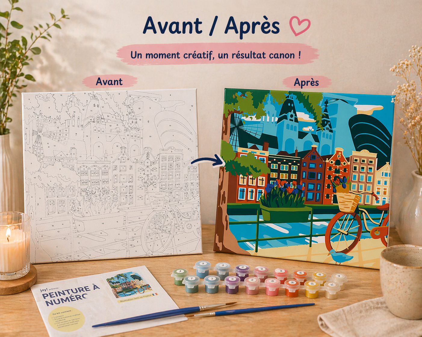 Kit Anniversaire Ado Peinture par Numéros Amsterdam 30x30 cm | Joy Cadeaux JOY!