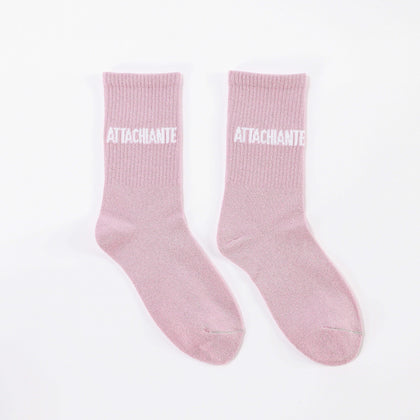 Chaussettes ATTACHIANTE Rose à Paillettes – Message Tendre & Fun (36-42) JOY!