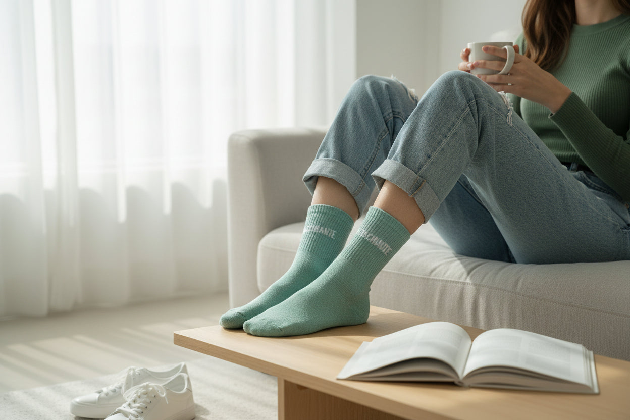 chaussettes attachiante vert portees look fun femme