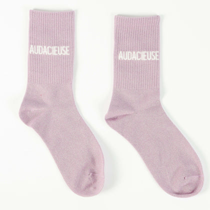 Chaussettes AUDACIEUSE à Paillettes – Message Inspirant (36-42) JOY!