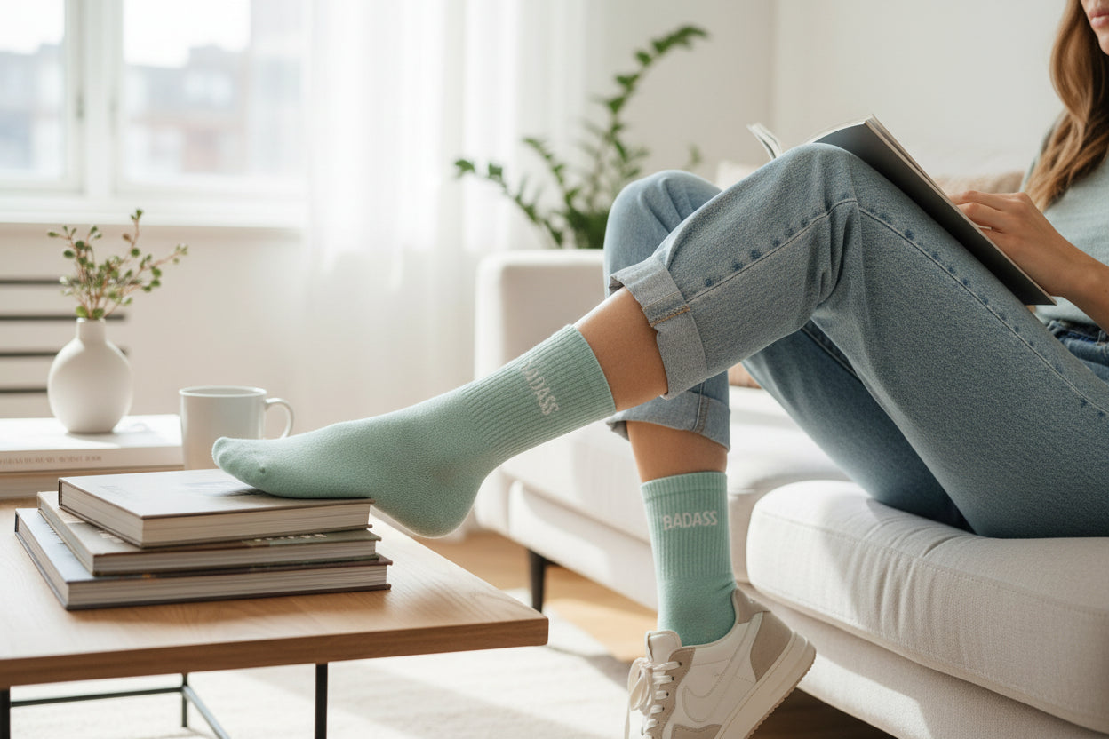 Chaussettes BADASS à Paillettes – Message Puissant & Tendance (36-42) JOY!