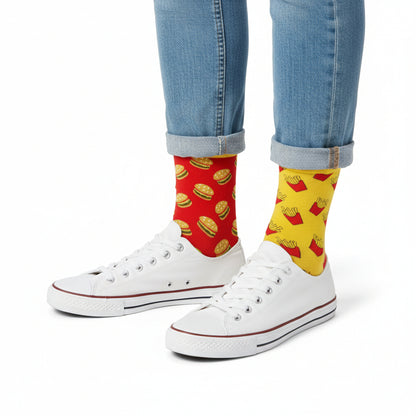 Chaussettes Humoristiques Burger / Frites – Plats & Boissons Mythiques JOY!