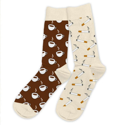 Chaussettes Humoristiques “Café / Clop” – Duo Pause Mythique (Taille Unique) JOY!