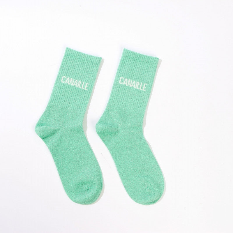 Chaussettes CANAILLE à Paillettes – Message Espiègle & Tendance (36-42) JOY!