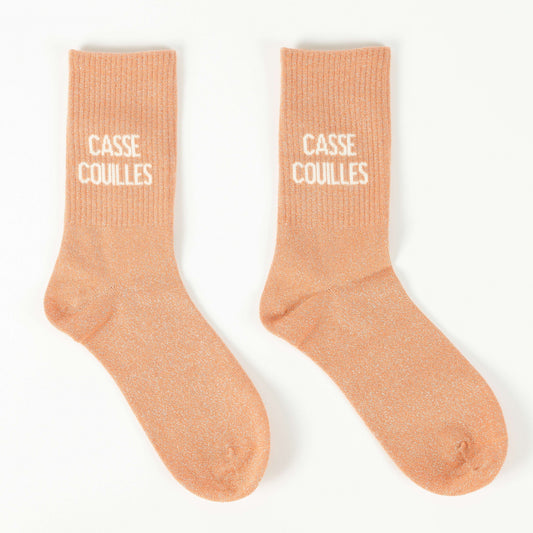 Chaussettes CASSE-COUILLES à Paillettes – Message Drôle & Assumé (36-42) JOY!
