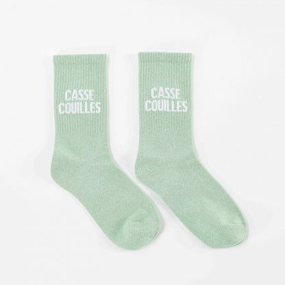 Chaussettes CASSE-COUILLES à Paillettes – Message Drôle & Assumé (36-42) JOY!