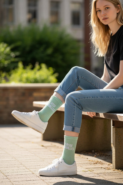 Chaussettes CASSE-COUILLES à Paillettes – Message Drôle & Assumé (36-42) JOY!