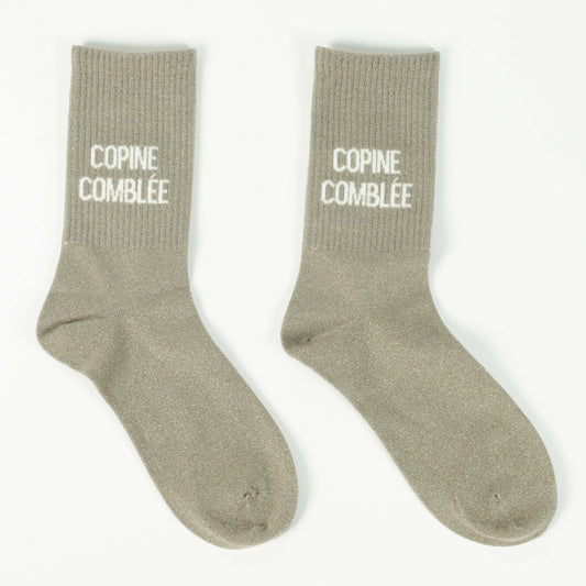 Chaussettes COPINE COMBLÉE – Message Pailleté & Tendance (36-42) JOY!