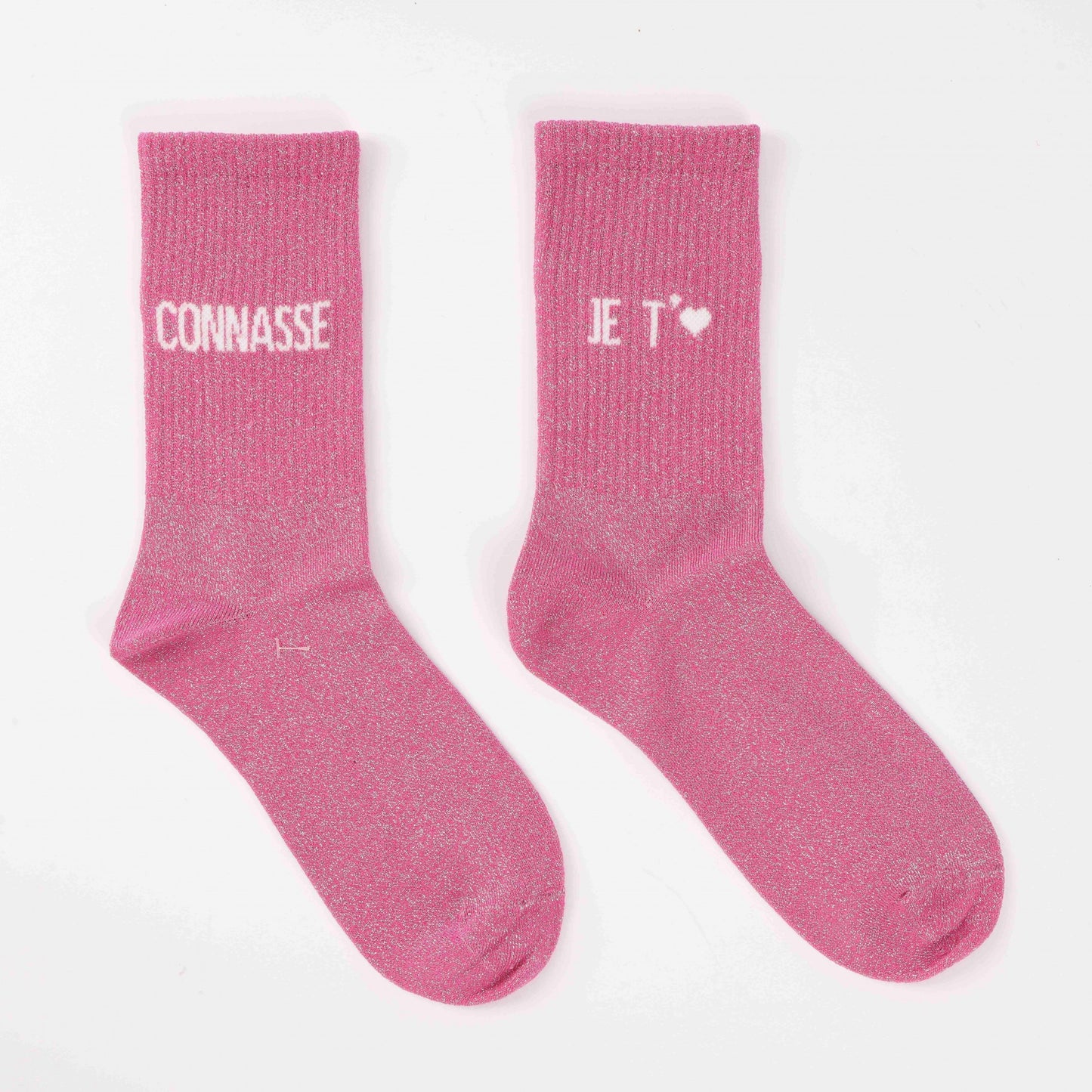 Chaussettes Dépareillées CONNASSE / JE T’AIME à Paillettes (36-42) JOY!